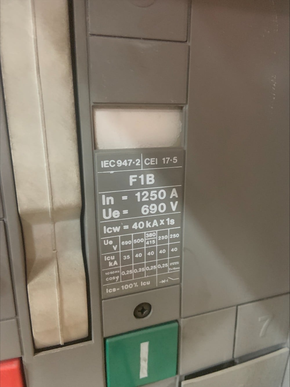 1250 Amps, ABB, F1B, 600 Volts 35kA @ 690 Volts Fixed Breaker - Image 2