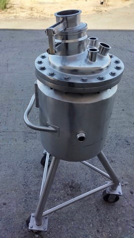 13 gallon 50 liter Stainless steel tank, jacketed, dish top & bottom, portable on casters, 1996 - Image 3