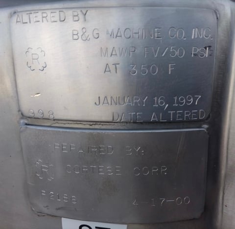 13 gallon 50 liter Stainless steel tank, jacketed, dish top & bottom, portable on casters, 1996 - Image 6