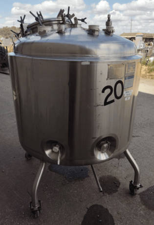 264 gallon Mueller, 1000 liter Stainless steel tank, jacketed, 40" dia. x 48" straight side, dish top & bottom - Image 3