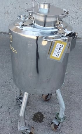 26 gallon Bulling Metal Works, 100 liter 316L Stainless Steel tank, jacketed, 100 psi, 18" dia. x 20" - Image 3