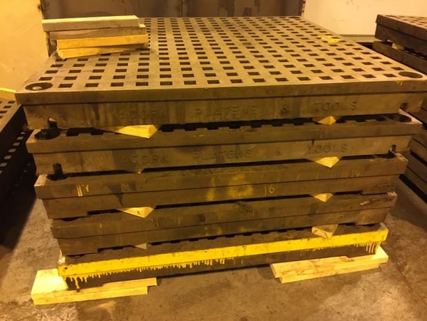 5' x 5' x 6" Acorn, thick welding tables platen floor section, (84 available) - Image 6