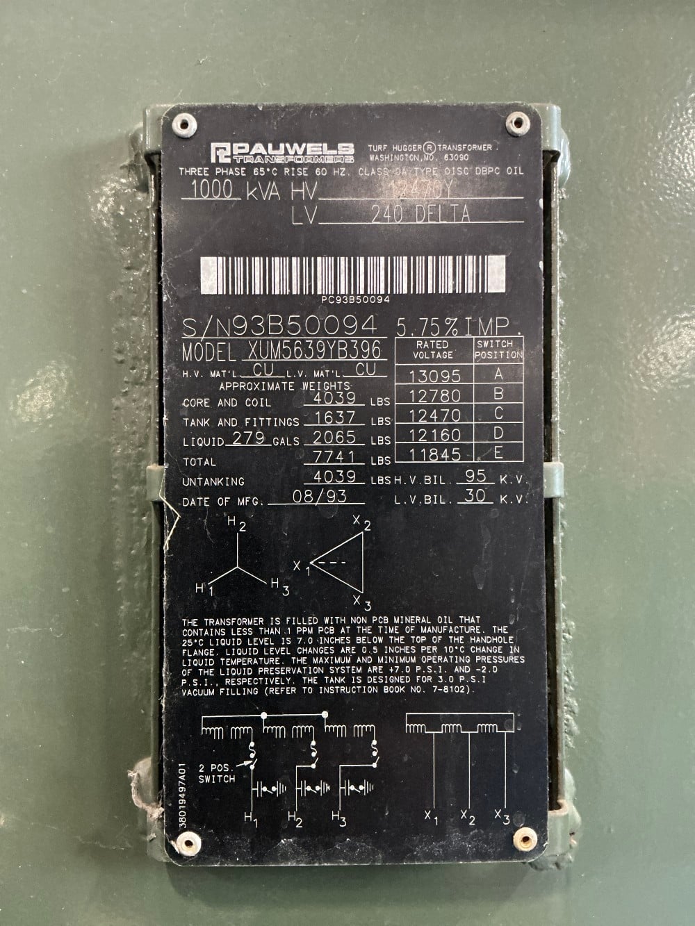 1000 KVA 12470Y Primary, 240/416 Secondary, 3 phase, Padmount Transformer - Image 1