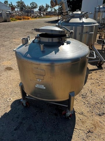 198 gallon Lee #750LDET, 750 liter 316 Stainless Steel tank, 44" dia. x 20" straight side, dish top & bottom - Image 2