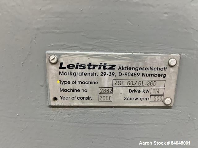 2.36" Leistritz #ZSE-60-GL, Twin Screw Extruder, liquid cooled, 36:1 L/D, 150 HP, 9 zones, Side Stuffer - Image 7