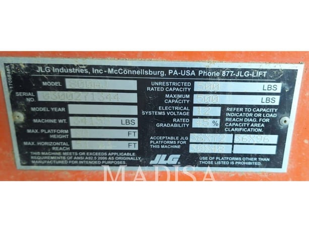 Jlg Industries, Inc. 800 AJ, Articulated Boom Lift, 3697 hours, S/N: 0300271344, 2021 - Image 6