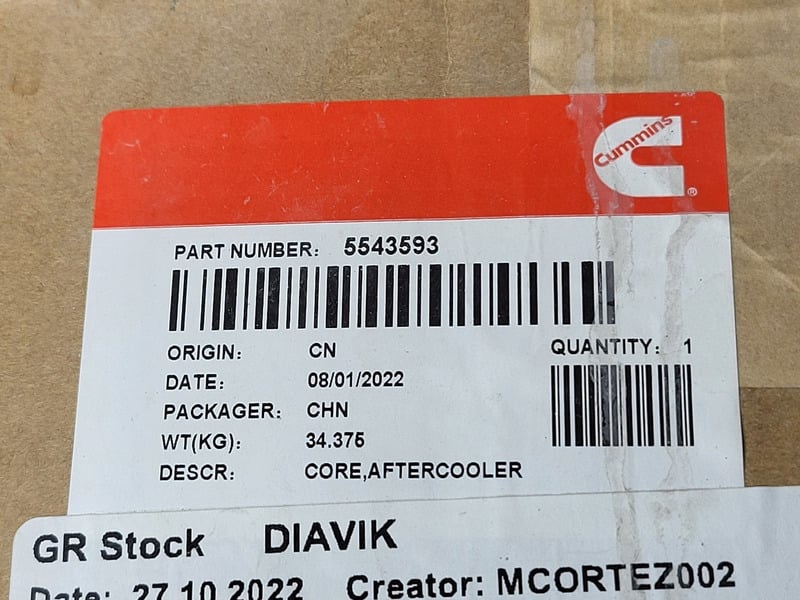 Cummins #5543593, aftercooler core for QSK50 QSK60, new - Image 2