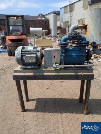 10 HP Liquid Ring vacuum pump, Carbon Steel, 230/460 V., w/ silencer, on steel table (2 available) - Image 3