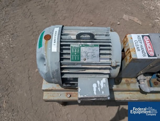 10 HP Liquid Ring vacuum pump, Carbon Steel, 230/460 V., w/ silencer, on steel table (2 available) - Image 5