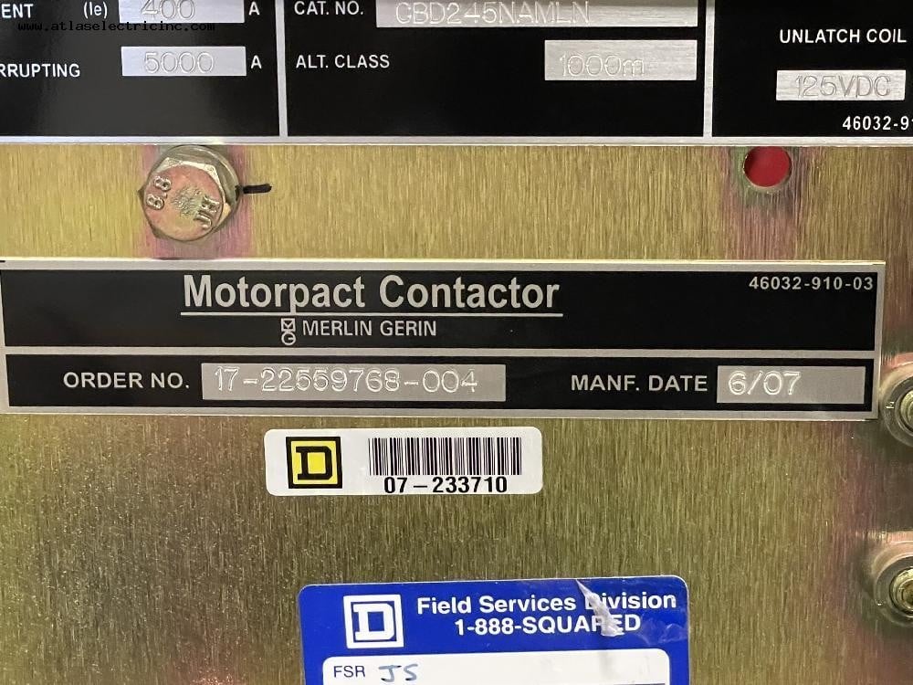 400 Amps, Square D, MotorPact, 3 sections of 400 Amp 7200 Volts Motor Starters - Image 4