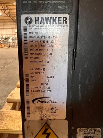 Hawker PowerTech #PT3-18-200, 36V forklift battery, 18 cell, high frequency - Image 5