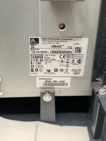 Zebra #ZM400, thermal transfer label printer usb ethernet used - Image 3