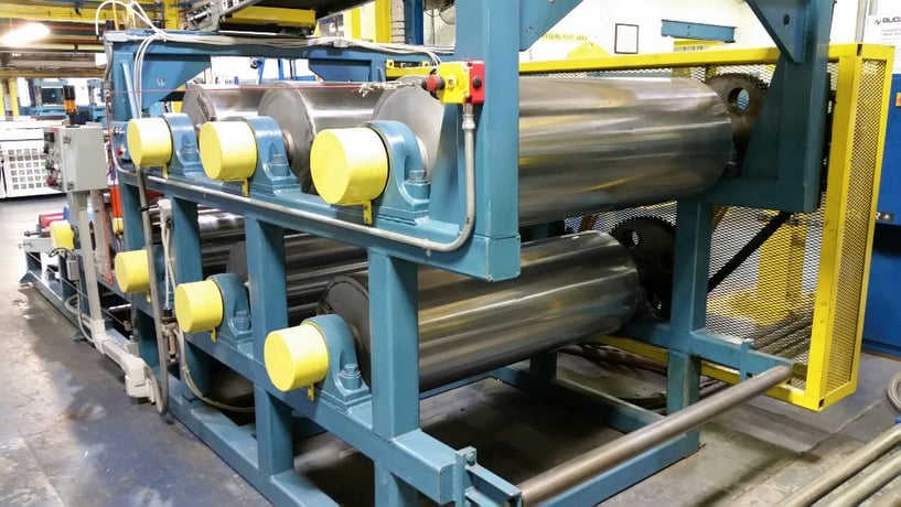 16" x 48" 2-roll vertical roller bearing calender with 6 cooling drums - Image 3