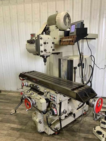 DoAll #FU-205, vertical/horizontal mill, 53-3/4" x 12" table, 2"-22" throat, Heidenhain 2-Axis digital read - Image 2