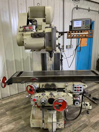 DoAll #FU-205, vertical/horizontal mill, 53-3/4" x 12" table, 2"-22" throat, Heidenhain 2-Axis digital read - Image 3