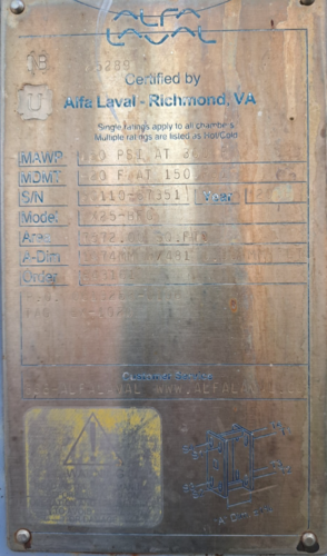 7,572 sq.ft. Alfa Laval #MX25-BFG, Plate & Frame Heat Exchanger, 150 psi @ 300&deg;F, 2006 - Image 3