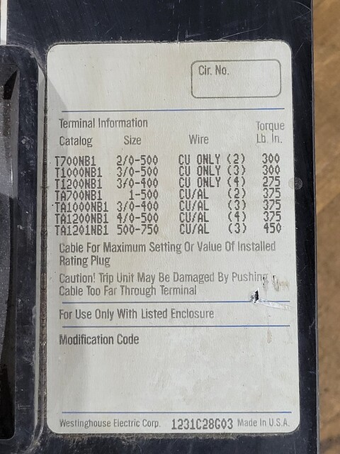 1200 Amps, Westinghouse, HNC31200F, Seltronic Circuit Breaker, 3 phase, 600 Volts - Image 4