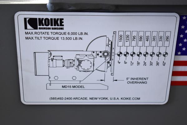 1500 lb. Koike Aronson #MD-15, welding positioners, powered gear tilt, variable speed rotation, 24" table - Image 4