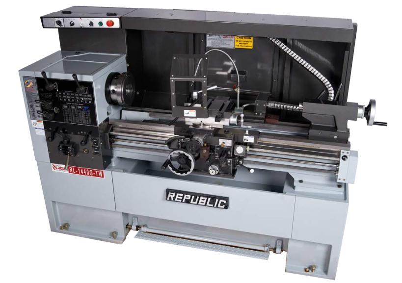 14.1"/21" x 40" Republic-Lagun #RL-1440G-TW, high speed precision geared head lathe, D1-6, Halogen work - Image 1