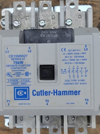 150 Amps. Cutler-Hammer #CE15NN527K, freedom contactor 100 HP, 480 Volts, Size N Series A1 240V Coil - Image 3
