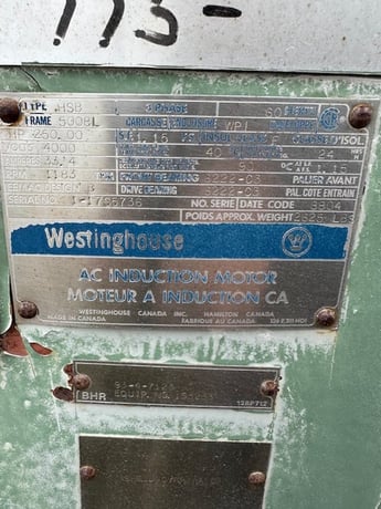 250 HP 1183 RPM Westinghouse, Frame 5008L, induction motor, 33.14 amps, 4000 Volts - Image 2