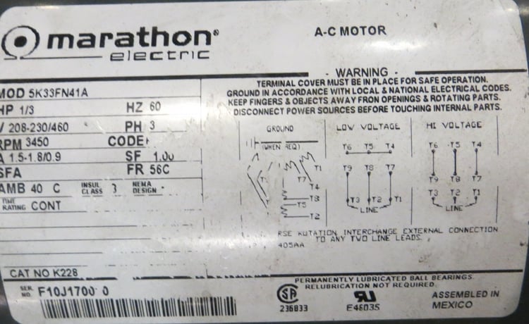 60 HP 1785 RPM General Electric adjustable speed, 230/460 Volts - Image 6
