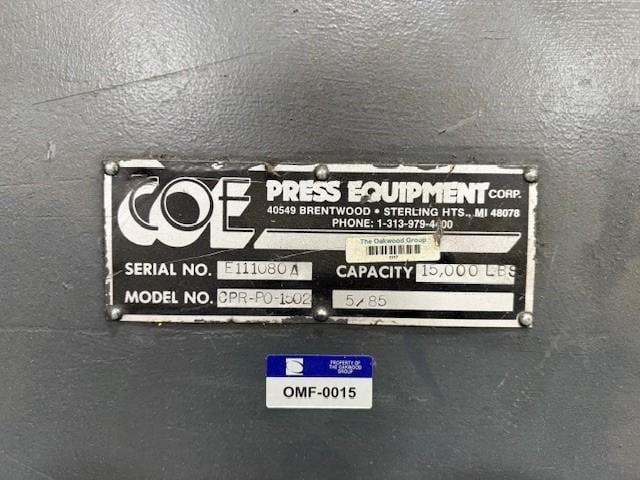 15000 lb. Coe Press Equipment #CPR-PO-15024/CPPS-350, coil reel with powered straightener, 24" wide - Image 4
