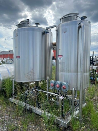 Sani-Matic, CIP System Skid, 600 gallon and 300 gallon Stainless Steel Tank, 150 PSI @ 375&deg;F Shell and Tube - Image 1