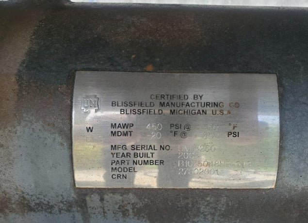 Blissfield #27302001, Air Cooled Chiller, 450 psi @ 250°F, 2005 - Image 2