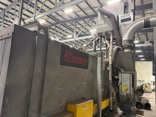 L S Industries, structural roll conveyor blast machine, (4) 15 HP wheels, dust collection system, 1999 - Image 6