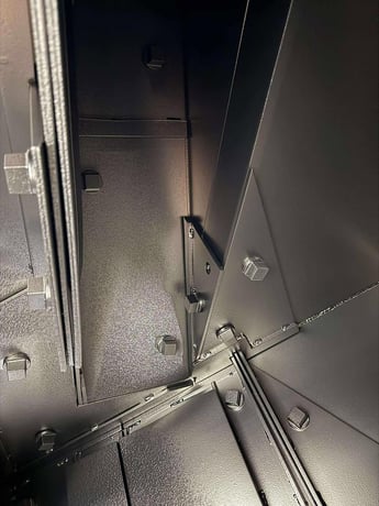 L S Industries, structural roll conveyor blast machine, (4) 15 HP wheels, dust collection system, 1999 - Image 9