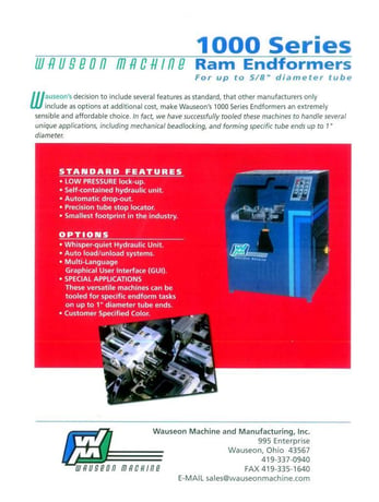 5/8" Wauseon #1003, tube end former, 3" ram stroke, 1.5" clamp open, PLC Control, 2015 - Image 1