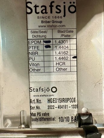 6" Stafsjo, Stainless pneumatic knife gate, red position indicator, unused, 2021 - Image 9