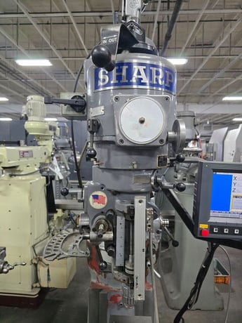 Sharp #LMV/MP2, vertical mill, 9" x42"tbl., 3 HP, 25" X, 11" Y, 5" Z, 60-4500 RPM, R-8, AcuRite Millpwr MP2 - Image 7
