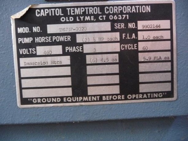 4.5 KW Capitol #CMW-HF-9020, 3-Zone Water Temperature Control Unit, w/(2) 4.5 kW Heater each Zone, (3) 1/2 HP - Image 9