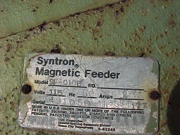 6" wide x 1' long, FMC Syntron #SF010B, Vibrating Magnetic Pan Feeder - Image 3