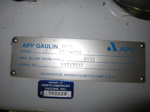 APV #15MR-8TA, Homogenizer, 15 GPH, 3 HP, 208-230-460 V - Image 3
