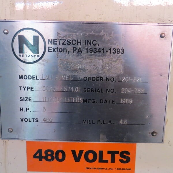 Netzsch #LME1/LMJ1, Horizontal High Speed Fine Grind Mill, 32" x 22" x 50" Dimensions, 3 HP, 480 V - Image 7