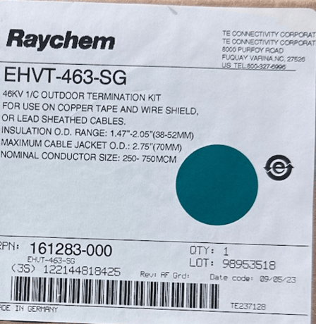 Outdoor shielded termination kit, Raychem EHVT463SG, 46kV, heatshrink, for 250750kcmil cables, 2023 - Image 2