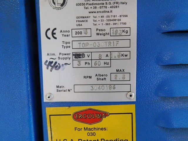 2-1/2" Ercolina #TOP-030, bender, includes 2-Axis positioning table, 2004 - Image 9