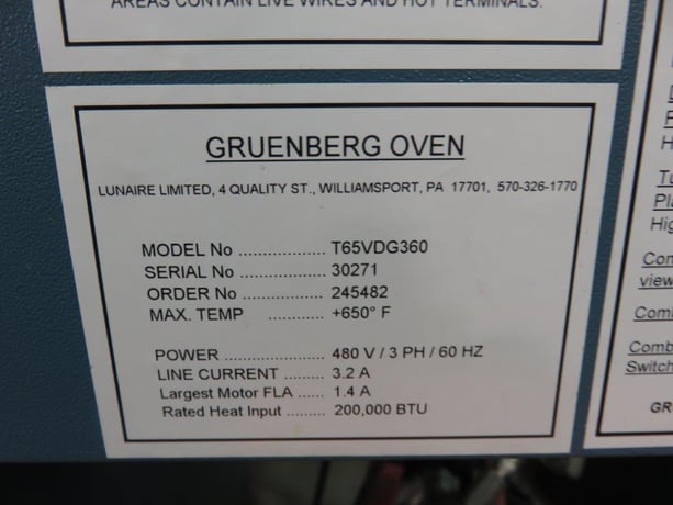 36" width x 48" H x 36" D Gruenberg #T65VDG360, Box Oven, Natural Gas, 650&deg;F max Temp., 200000 BTU Heat - Image 4