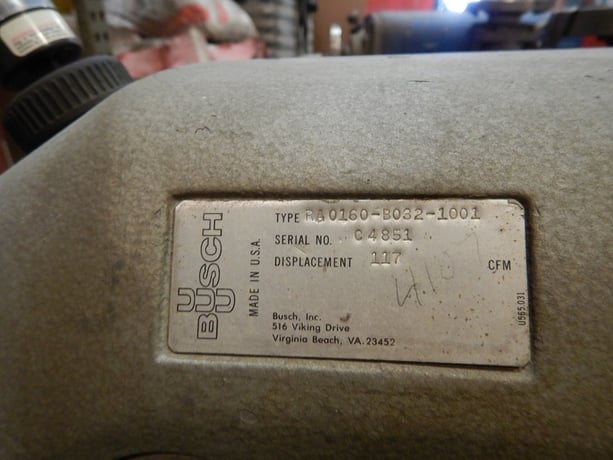 117 CFM, Busch #RA-0160-B032-1001, Vacuum Pump, 7.5 HP, 1750 RPM, 460 V - Image 5