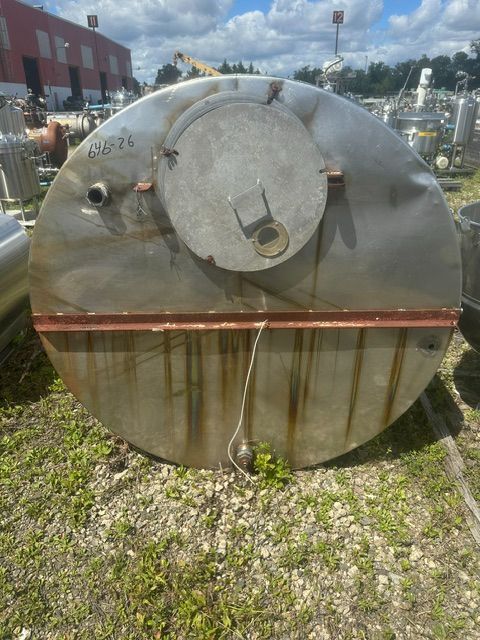 1050 gallon Perry Products, Stainless Steel Tank, Vertical, 65" diameter x 74" Straight Side, Flat Top, Cone - Image 2