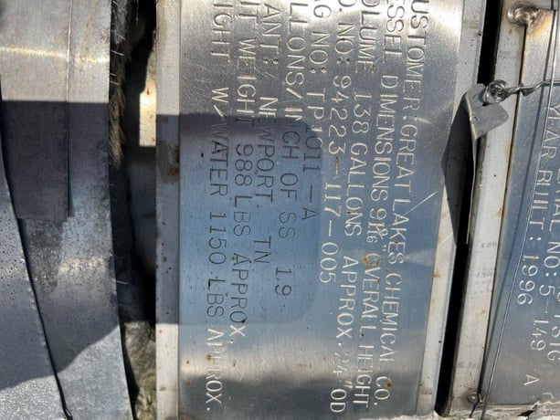 138 gallon Knight Fabricators, Inc., Stainless Steel Pressure Vessel, 20" diameter x 56" Straight Side, 45 - Image 6