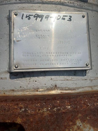 180 gallon Stainless Steel Jacketed Pressure Tank, 32" diameter x 52" Straight Side, 150 psi @ 500°F - Image 5