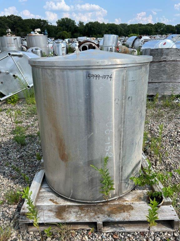 205 gallon Stainless Steel Tank, Vertical, 38" diameter x 42" Straight Side, Removable Cone Lid, Flat Bottom - Image 1