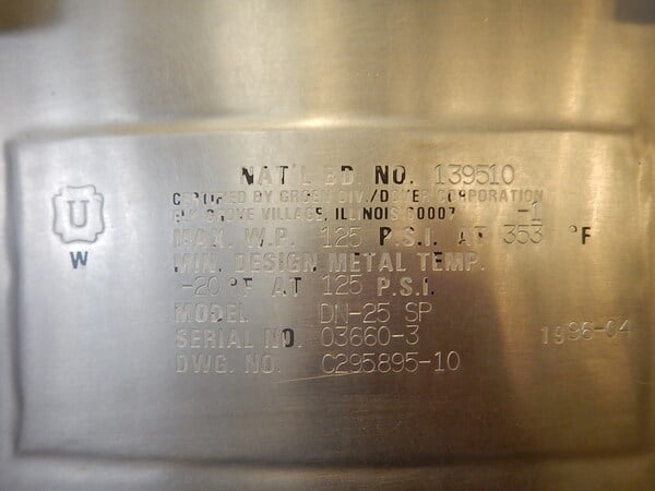 25 gallon Groen #DN-25P25, Stainless Steel Tilt Jacketed Tank, Vertical, 25" diameter x 18" Straight Side - Image 2