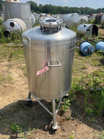 46 gallon Stainless Steel Portable Tank, Vertical, 24" diameter x 24" Straight Side, Dish Top and Bottom - Image 1