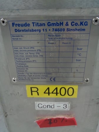 21.4 gallon Freude Titan, Stainless Steel Vertical Mixing Vessel, 450 mm diameter x 447 mm Straight Side - Image 2