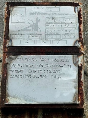 30500 gallon 144" x 384", Horizontal Steel Tank, 1/4" thick Shell, 1992 - Image 8
